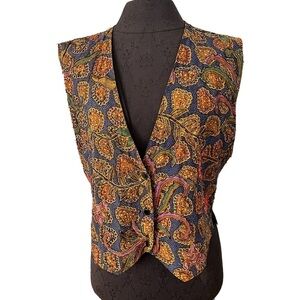 Vintage Match-Ups Cotton Batik Beaded Vest L